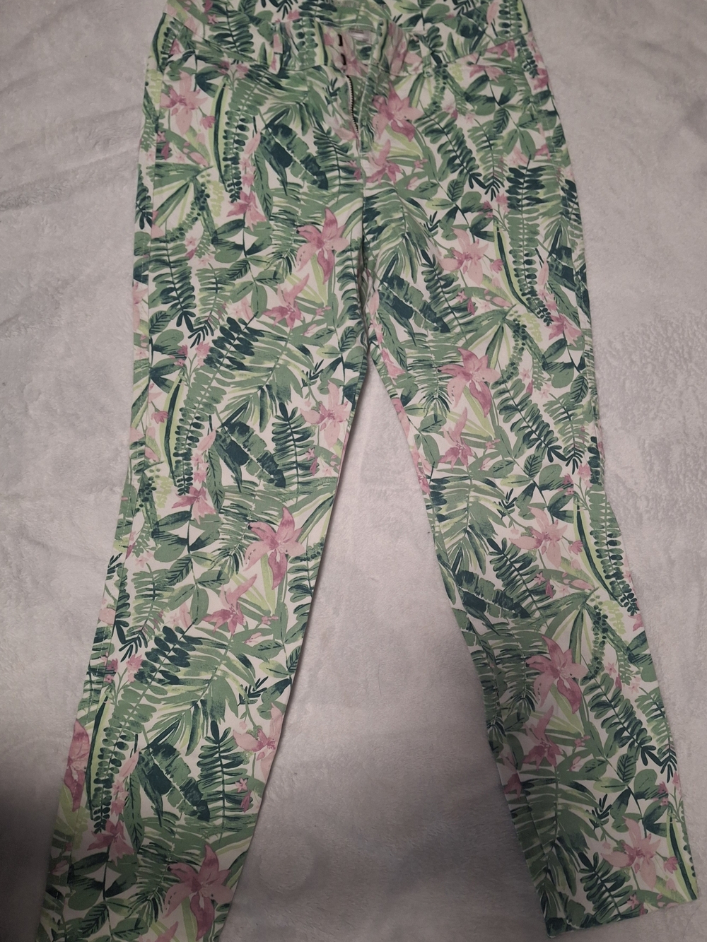 Old Navy Pink & Green Tropical Leaf Print Leggings